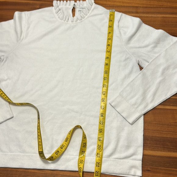 J. Crew Factory Cream Ruffle Neck Cotton Sweater - Sz L - Picture 11 of 16